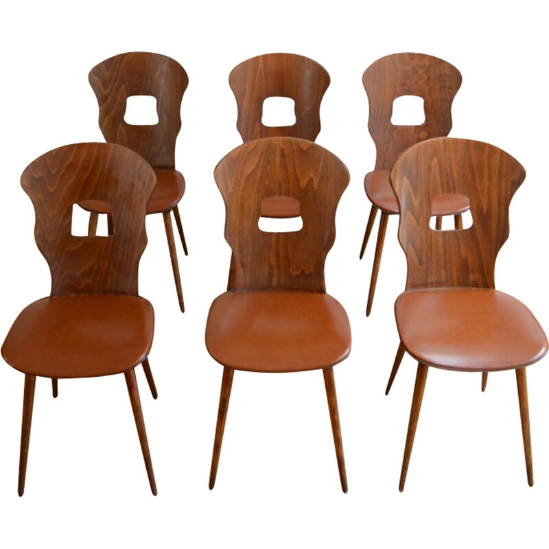 Suite de 6 chaises "Gentiane" vintage par Baumann - 1950