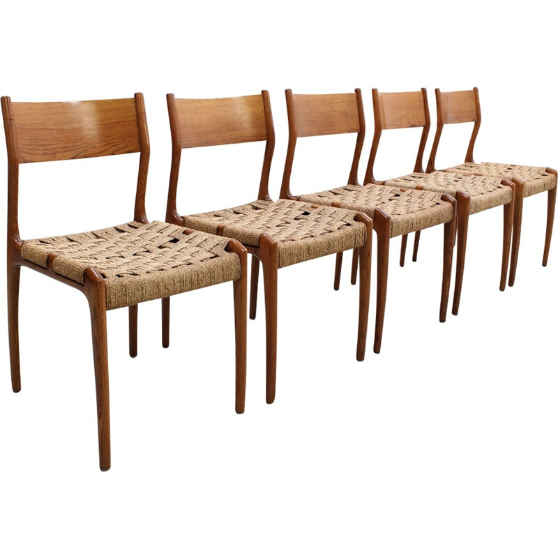 Set of 5 vintage dining chairs by Fratelli Reguitti - 1950s