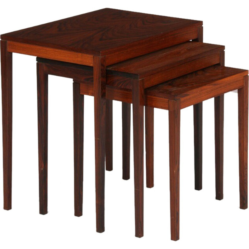 Suite de 3 tables gigognes en bois vintage - 1960