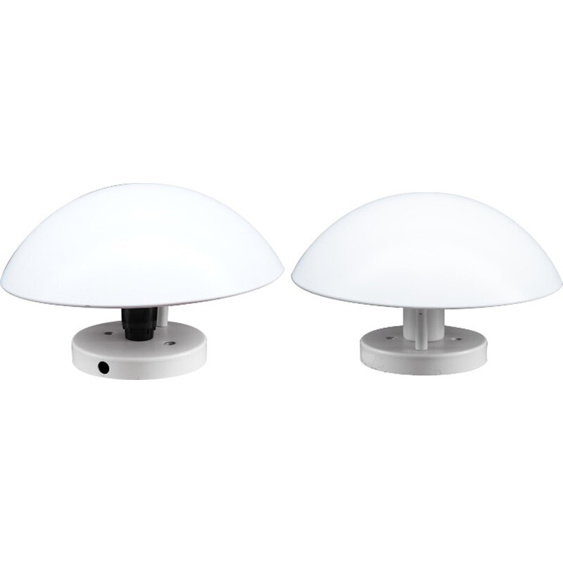 Pair of vintage white wall lamps by Poul Henningsen - 1960s