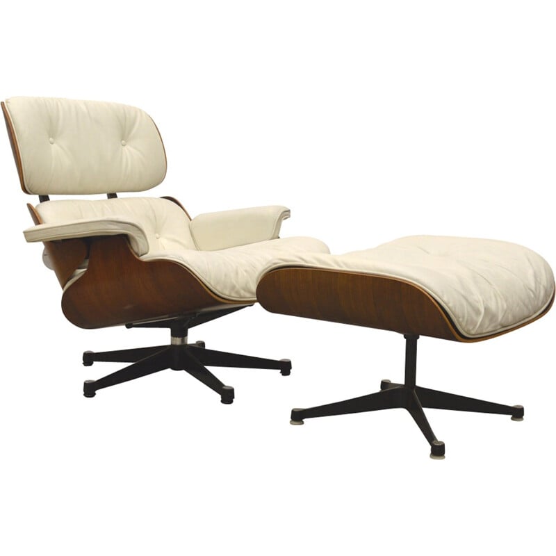 Vintage white lounge chair by Charles Eames for Herman Miller - 1970s