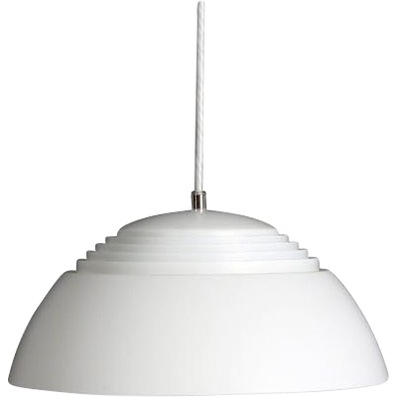 Vintage hanging lamp in White lacquered metal by Arne Jacobsen - 1960s