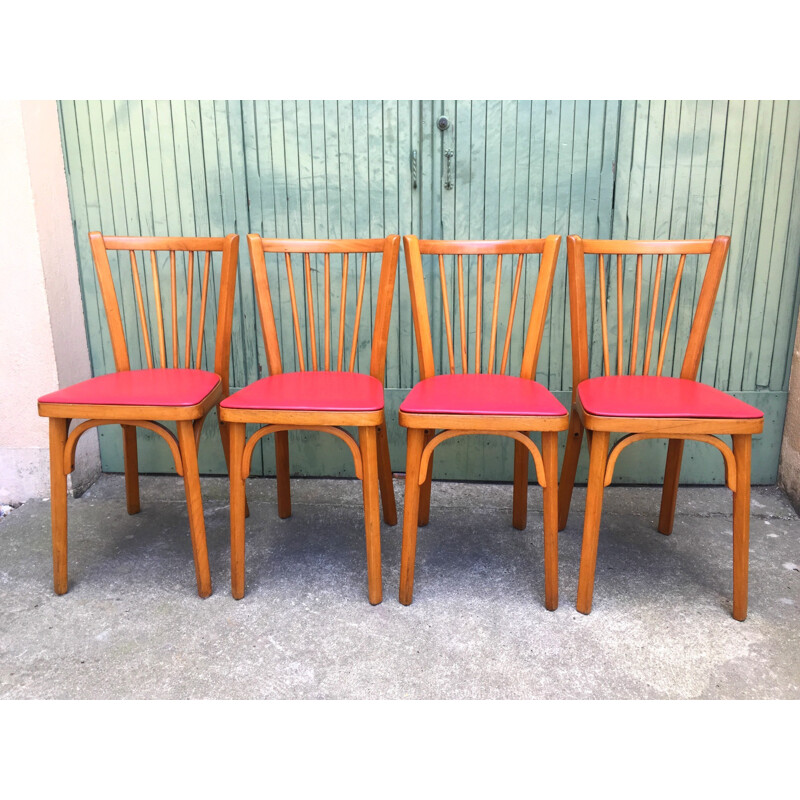 Suite de 4 chaises bistrot pour Baumann - 1960