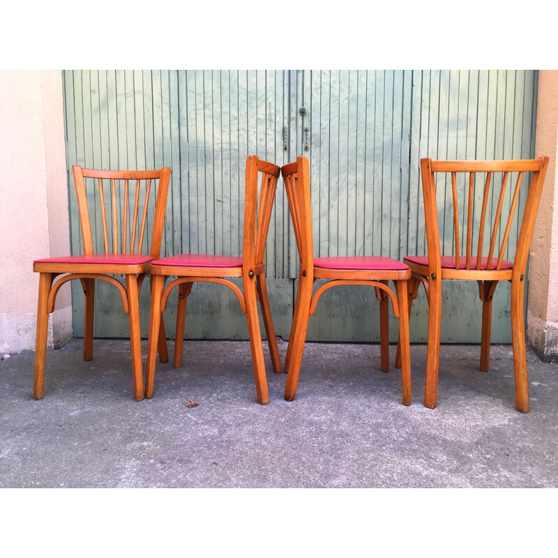 Set of 4 bistrot chairs for Baumann - 1960s