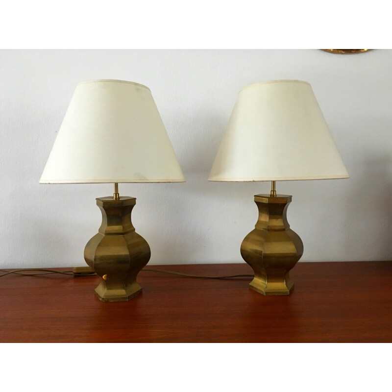 Pair of vintage brass lamps - 1960s