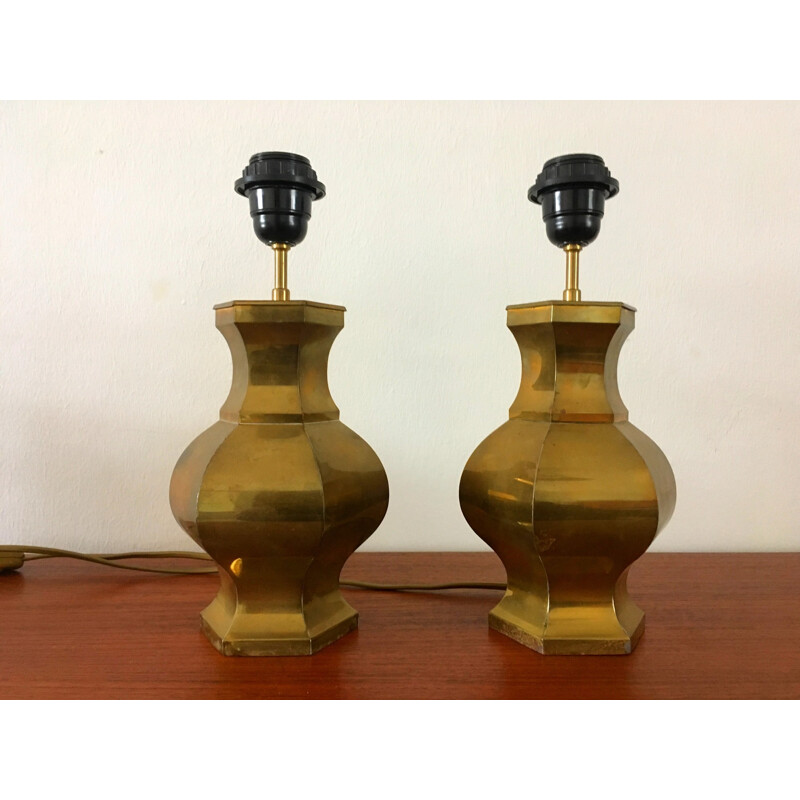 Pair of vintage brass lamps - 1960s