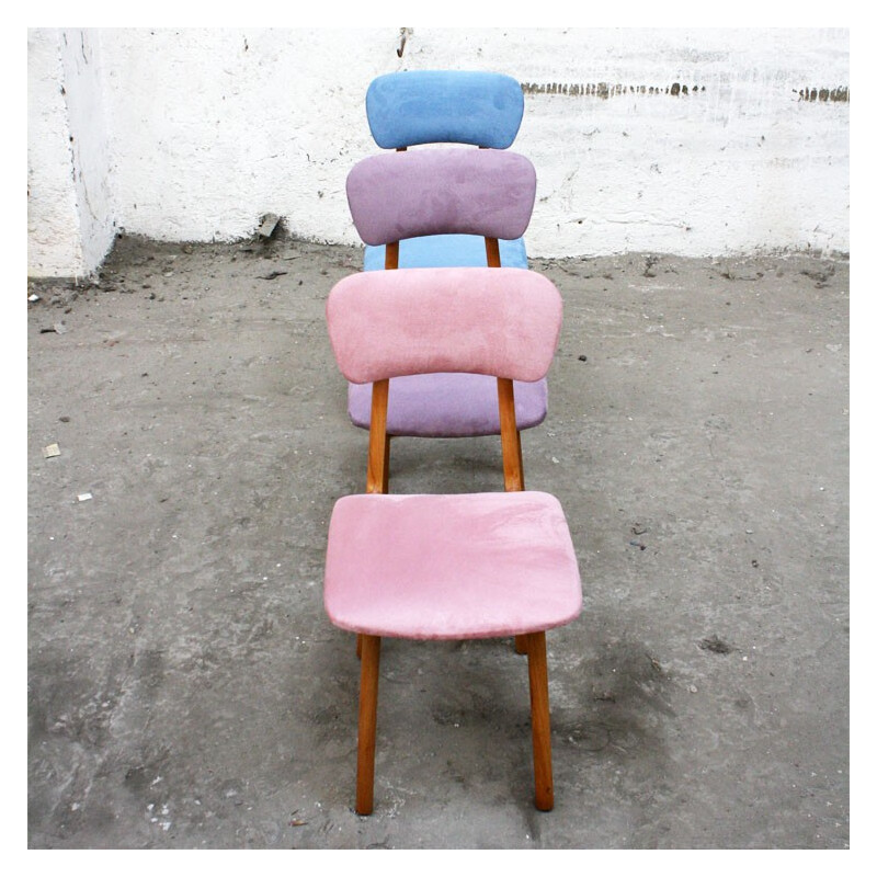 Vintage chairs in wood and fabric - 1960s