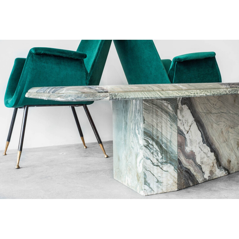 Table basse en marbre clair vintage - 1960