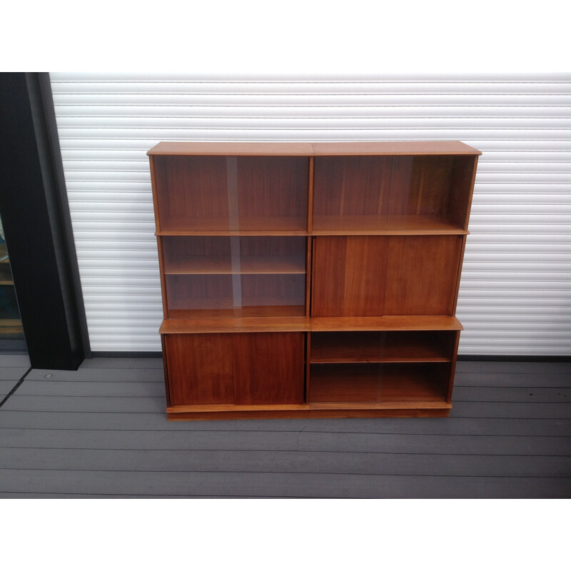 Vintage "Oscar" Bookcase Cabinet in matt mahogany wood - 1950s