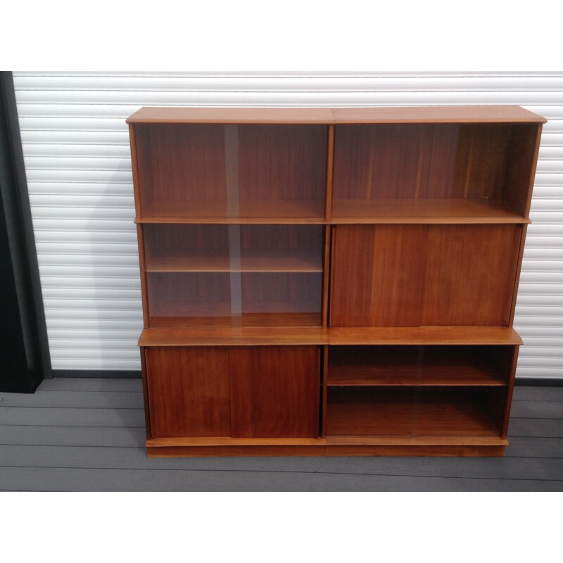 Vintage "Oscar" Bookcase Cabinet in matt mahogany wood - 1950s