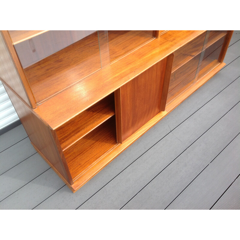 Vintage "Oscar" Bookcase Cabinet in matt mahogany wood - 1950s