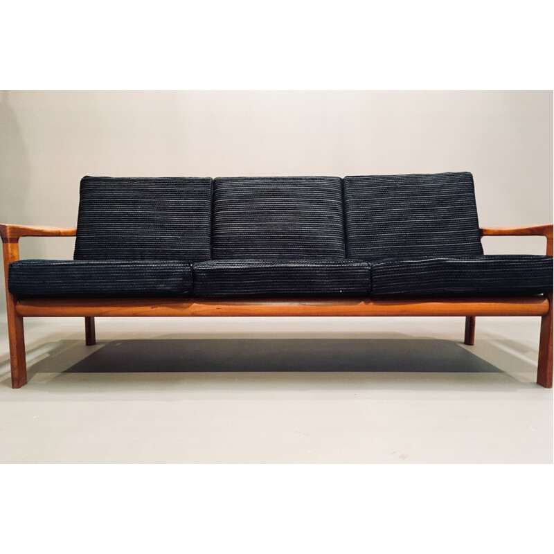 Vintage black "scandinavian design" 3 seater sofa - 1950s