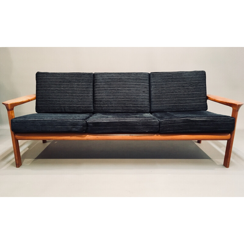 Vintage black "scandinavian design" 3 seater sofa - 1950s