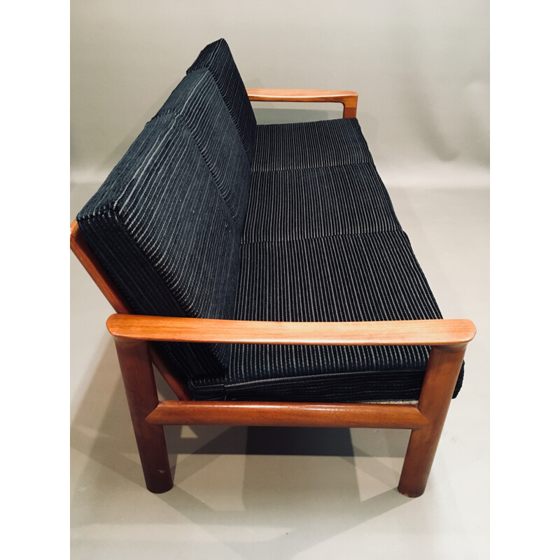 Vintage black "scandinavian design" 3 seater sofa - 1950s