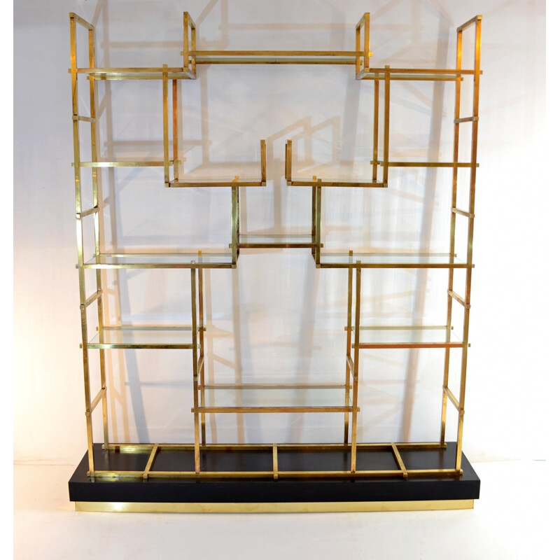 Vintage Large Brass Shelf by Romeo Rega - 1970s