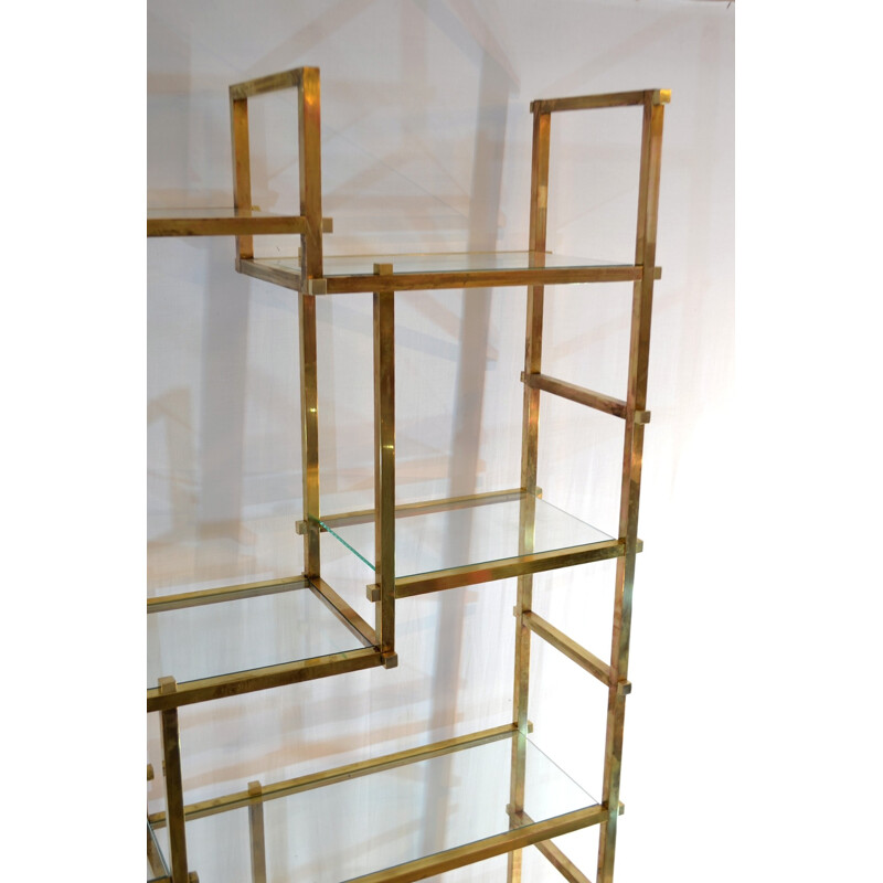 Vintage Large Brass Shelf by Romeo Rega - 1970s