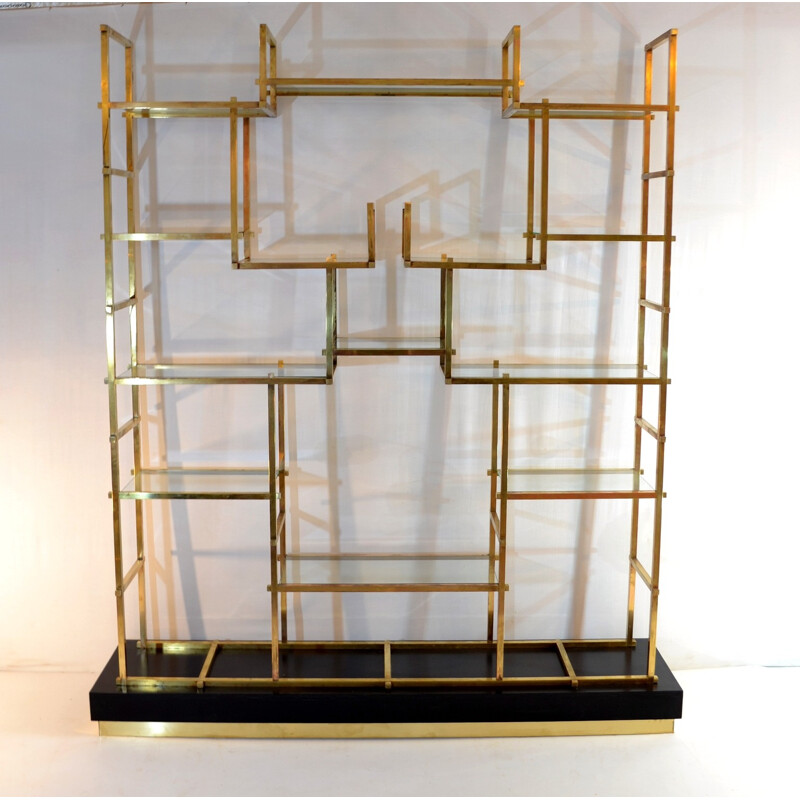 Vintage Large Brass Shelf by Romeo Rega - 1970s