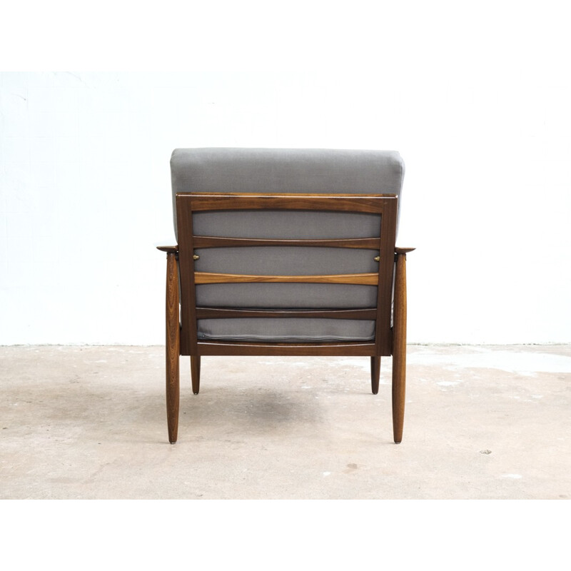 Vintage Danish lounge chair in teak with new grey fabric - 1960s