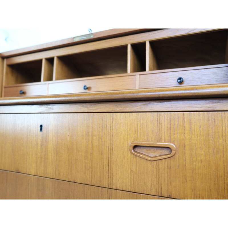 Vintage Danish secretary in teak with bowed front - 1960s