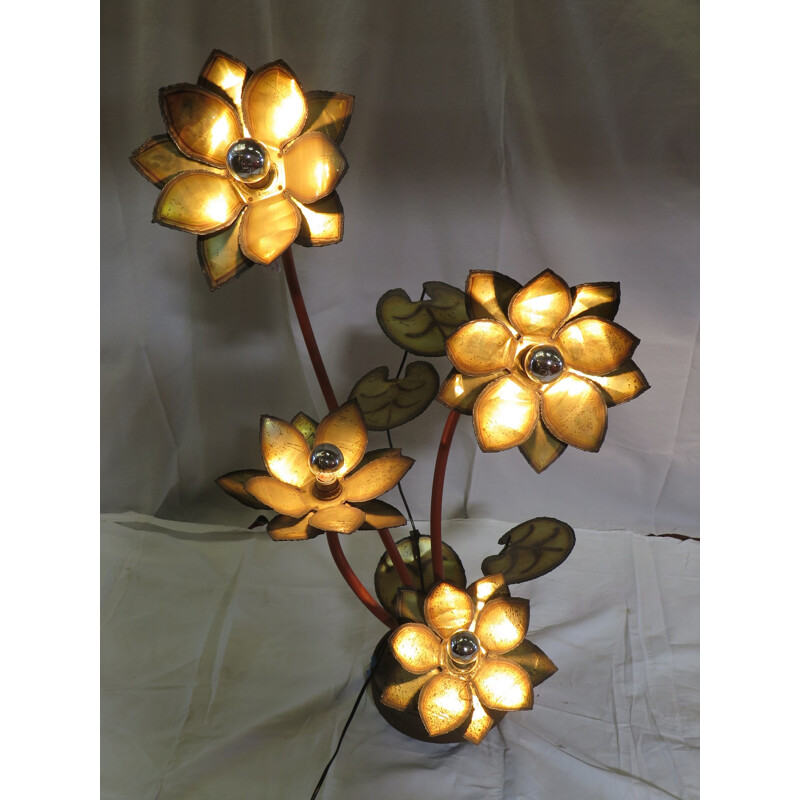 Vintage floor lamp flowers and water lilies - 1970s