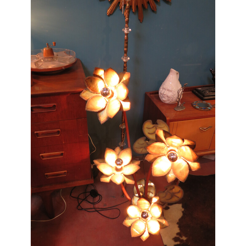 Vintage floor lamp flowers and water lilies - 1970s