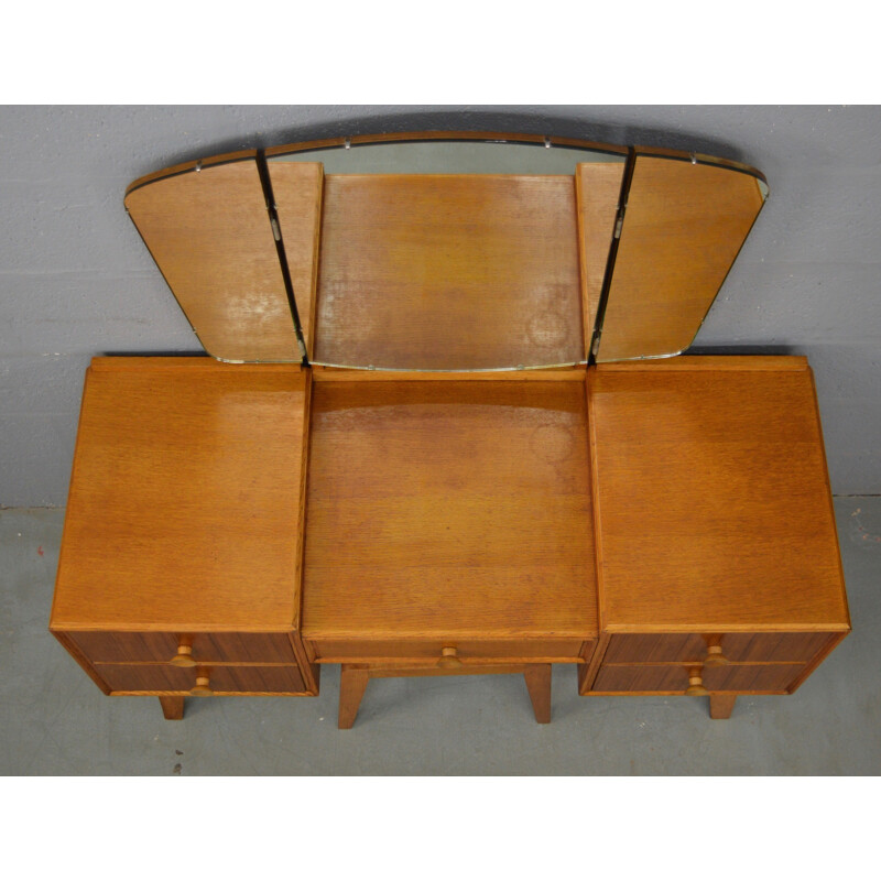 Vintage dressing table and stool in oak and teak by Meredrew - 1960s