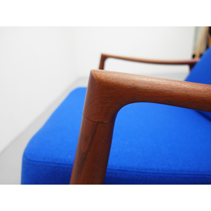 Teak Lounge chair model "Tove" in blue fabric, MADSEN and SCHUBEL - 1960