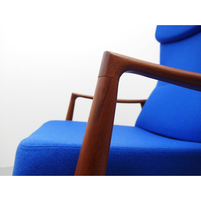 Teak Lounge chair model "Tove" in blue fabric, MADSEN and SCHUBEL - 1960