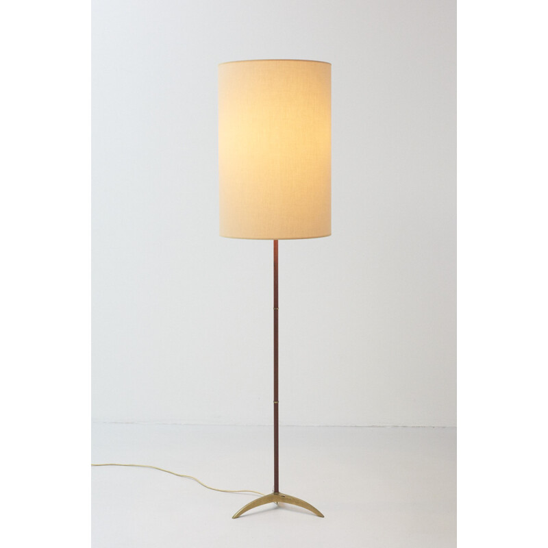 Vintage Floor lamp in teak with brass star foot - 1950s