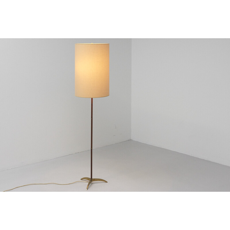 Vintage Floor lamp in teak with brass star foot - 1950s