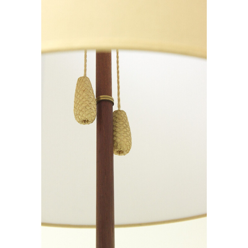 Vintage Floor lamp in teak with brass star foot - 1950s