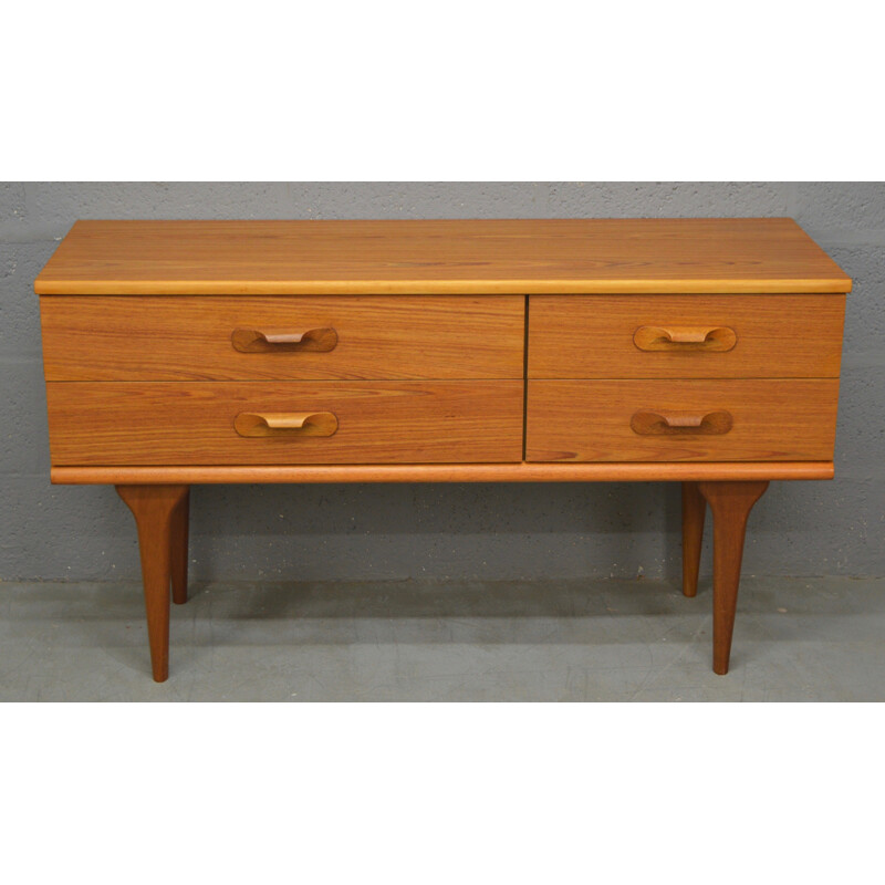 Vintage Low Teak Chest of Drawers for Austinesuite - 1970s