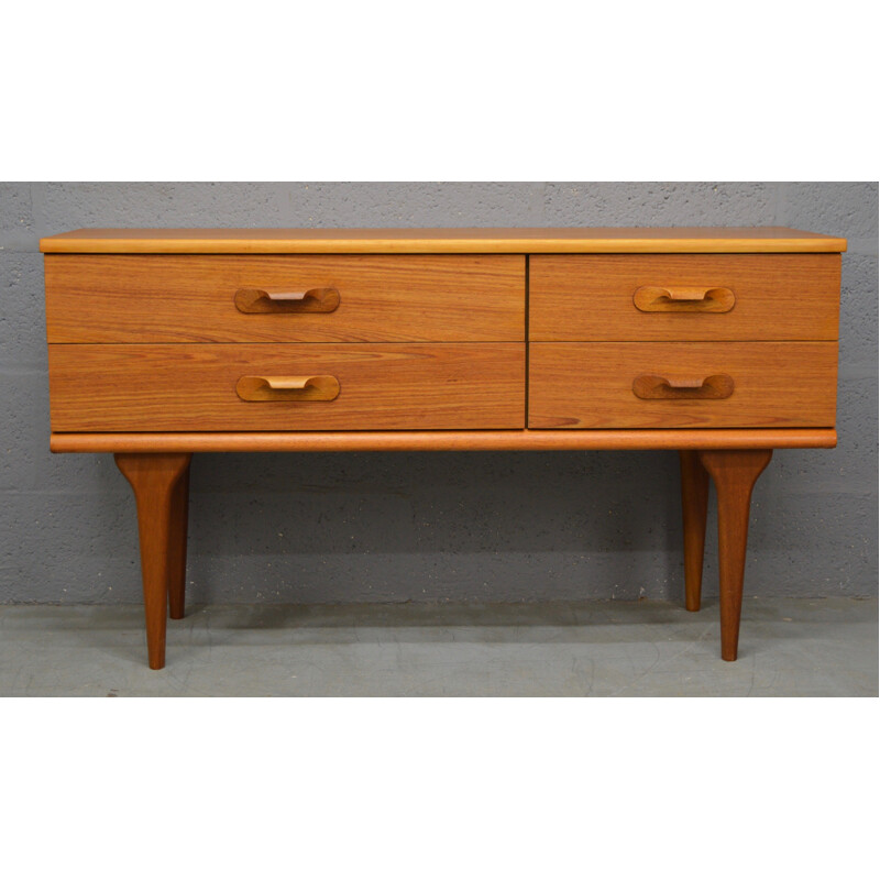 Vintage Low Teak Chest of Drawers for Austinesuite - 1970s