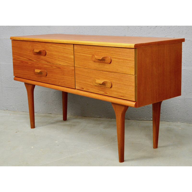 Vintage Low Teak Chest of Drawers for Austinesuite - 1970s