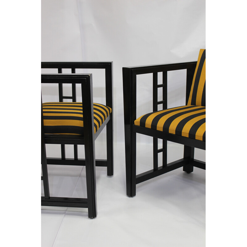 Pair of vintage black and yellow armchairs - 1970s