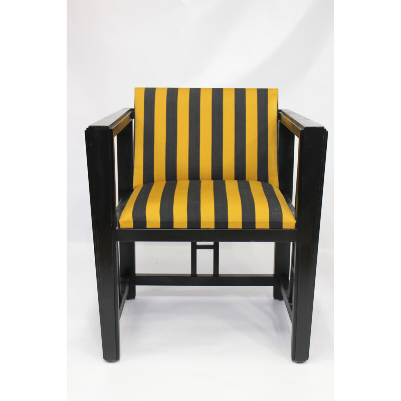 Pair of vintage black and yellow armchairs - 1970s