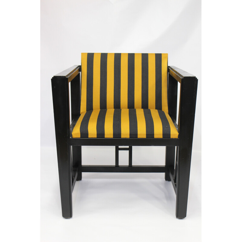 Paire de fauteuils noirs et jaunes vintage - 1970