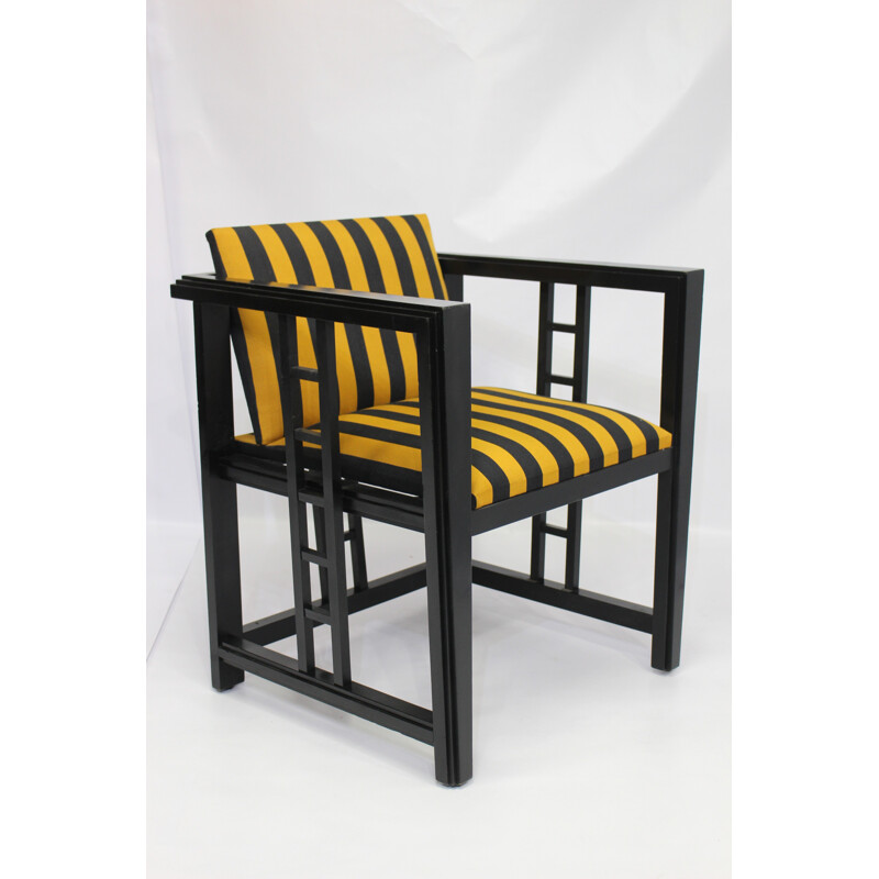 Pair of vintage black and yellow armchairs - 1970s