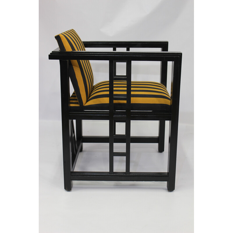 Pair of vintage black and yellow armchairs - 1970s