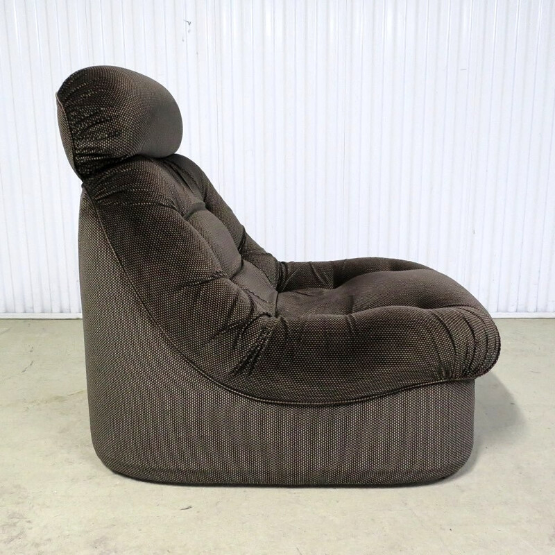 Suite de 2 fauteuils lounge vintage en velours d'ère spatiale - 1970