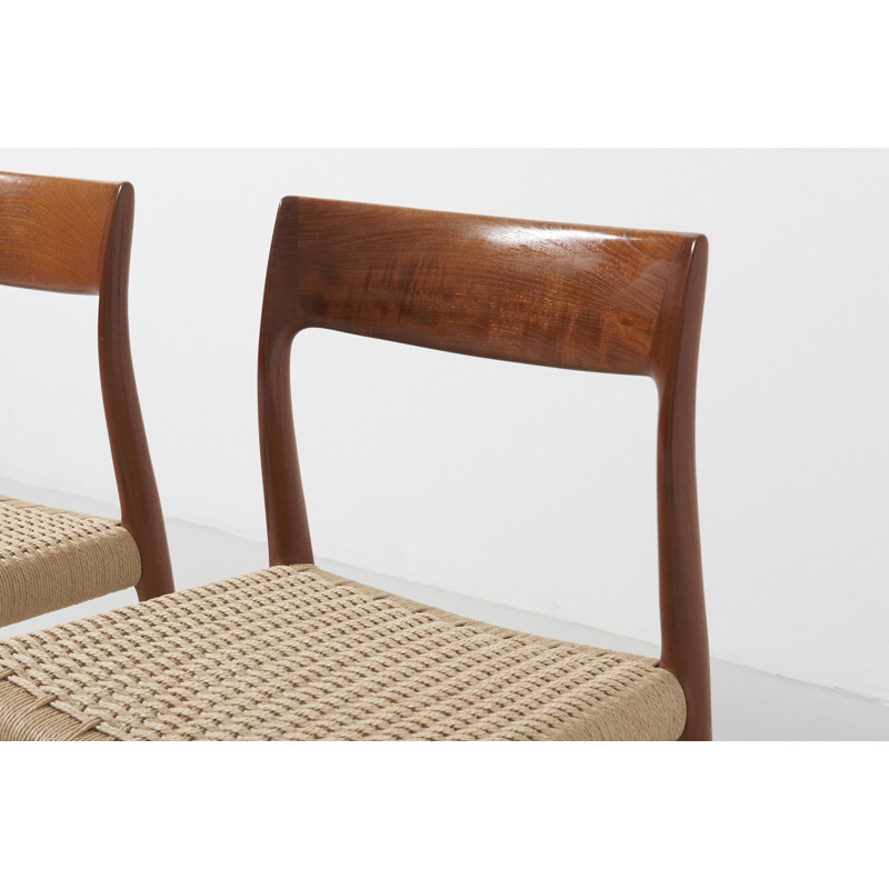 Set of 6 Model 77 vintage chairs by Niels Moller - 1950s