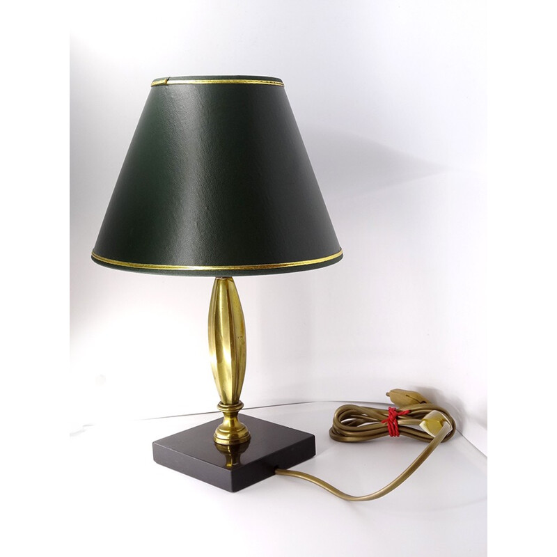 Vintage granite and brass table lamp - 1940s