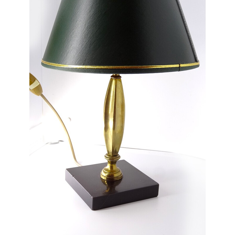 Vintage granite and brass table lamp - 1940s