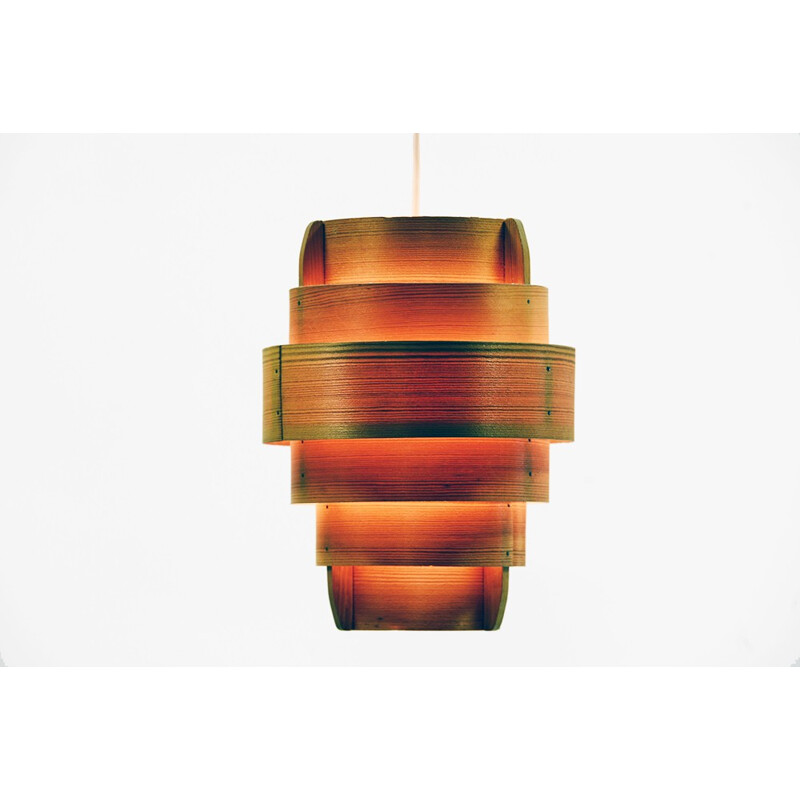 Pendant light "Rapp T478" in Pine veneer by Hans-Agne Jakobsson for Ellysett AB - 1960s