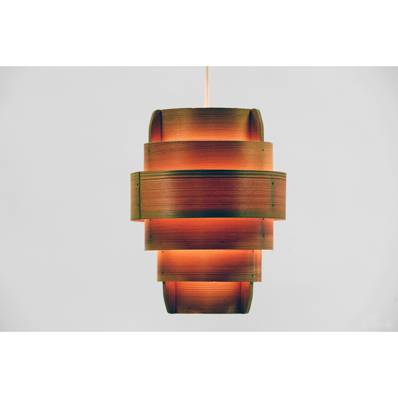 Pendant light "Rapp T478" in Pine veneer by Hans-Agne Jakobsson for Ellysett AB - 1960s