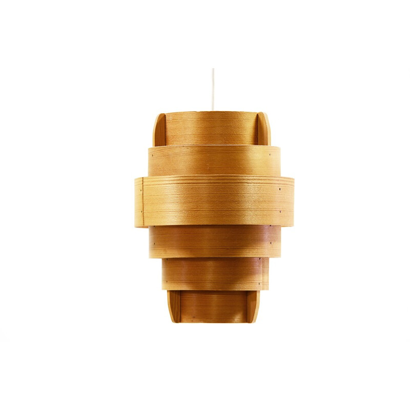 Pendant light "Rapp T478" in Pine veneer by Hans-Agne Jakobsson for Ellysett AB - 1960s