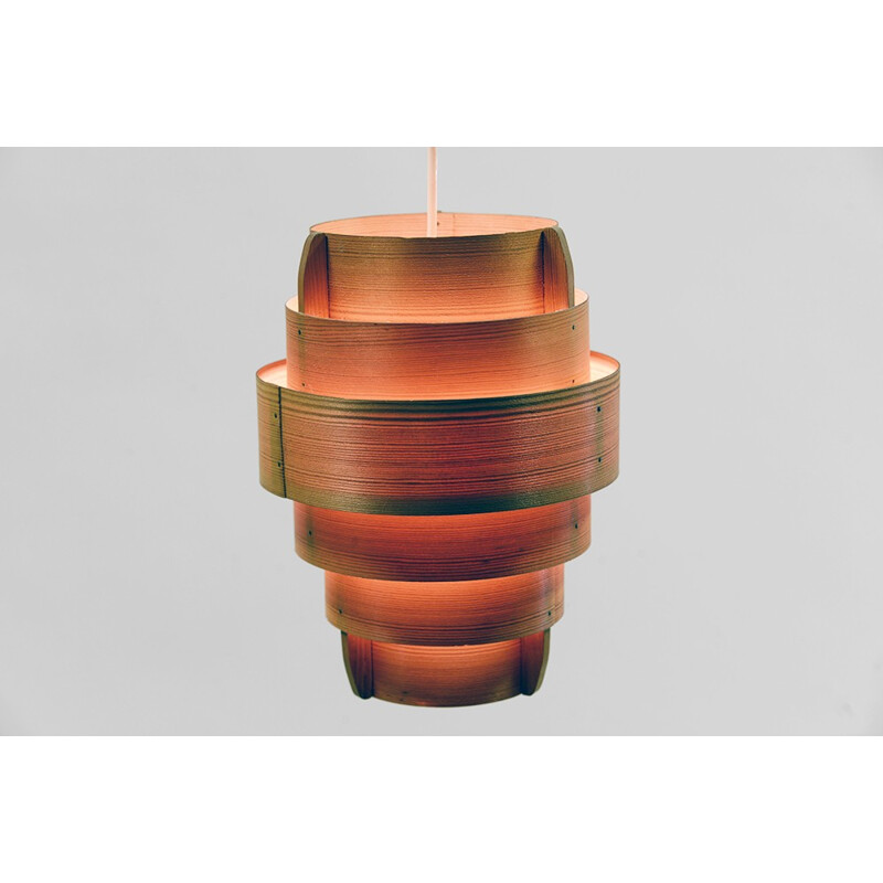 Pendant light "Rapp T478" in Pine veneer by Hans-Agne Jakobsson for Ellysett AB - 1960s