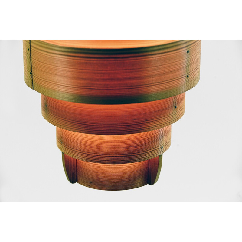 Pendant light "Rapp T478" in Pine veneer by Hans-Agne Jakobsson for Ellysett AB - 1960s