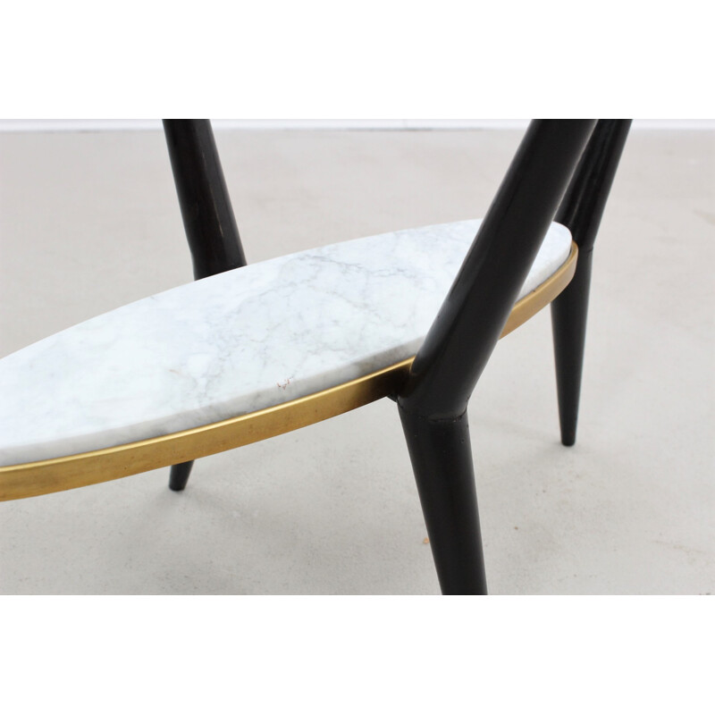 Italian minimalist coffee table in marble and glass - 1950s