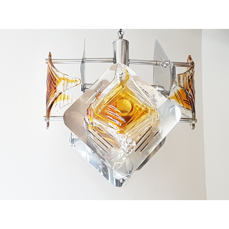 Vintage chandelier in glass by Mazzega - 1970s